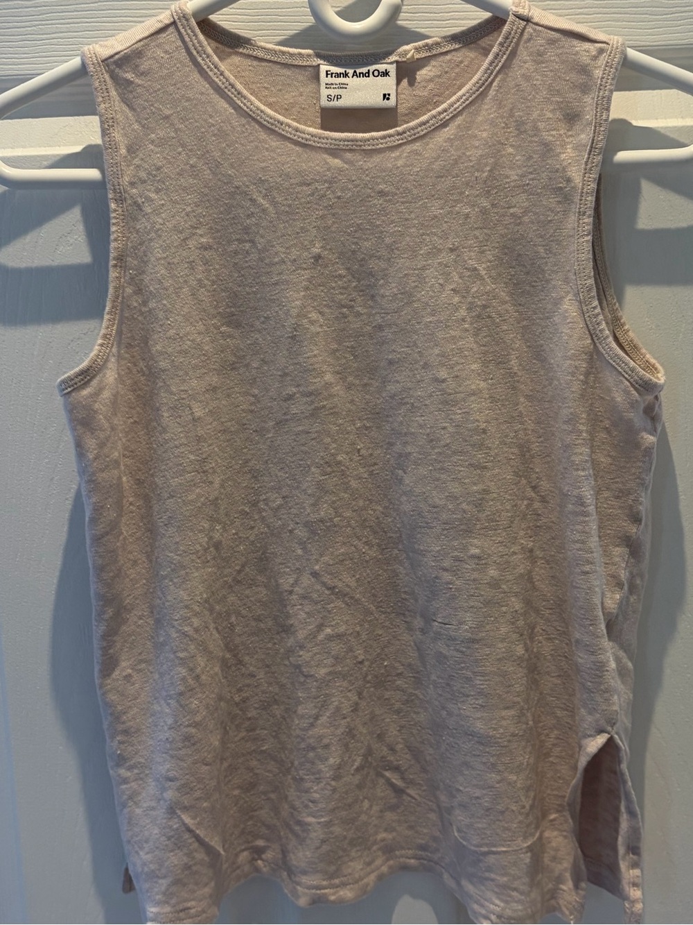 Frank & Oak Light Cream Sleeveless Crewneck Tank